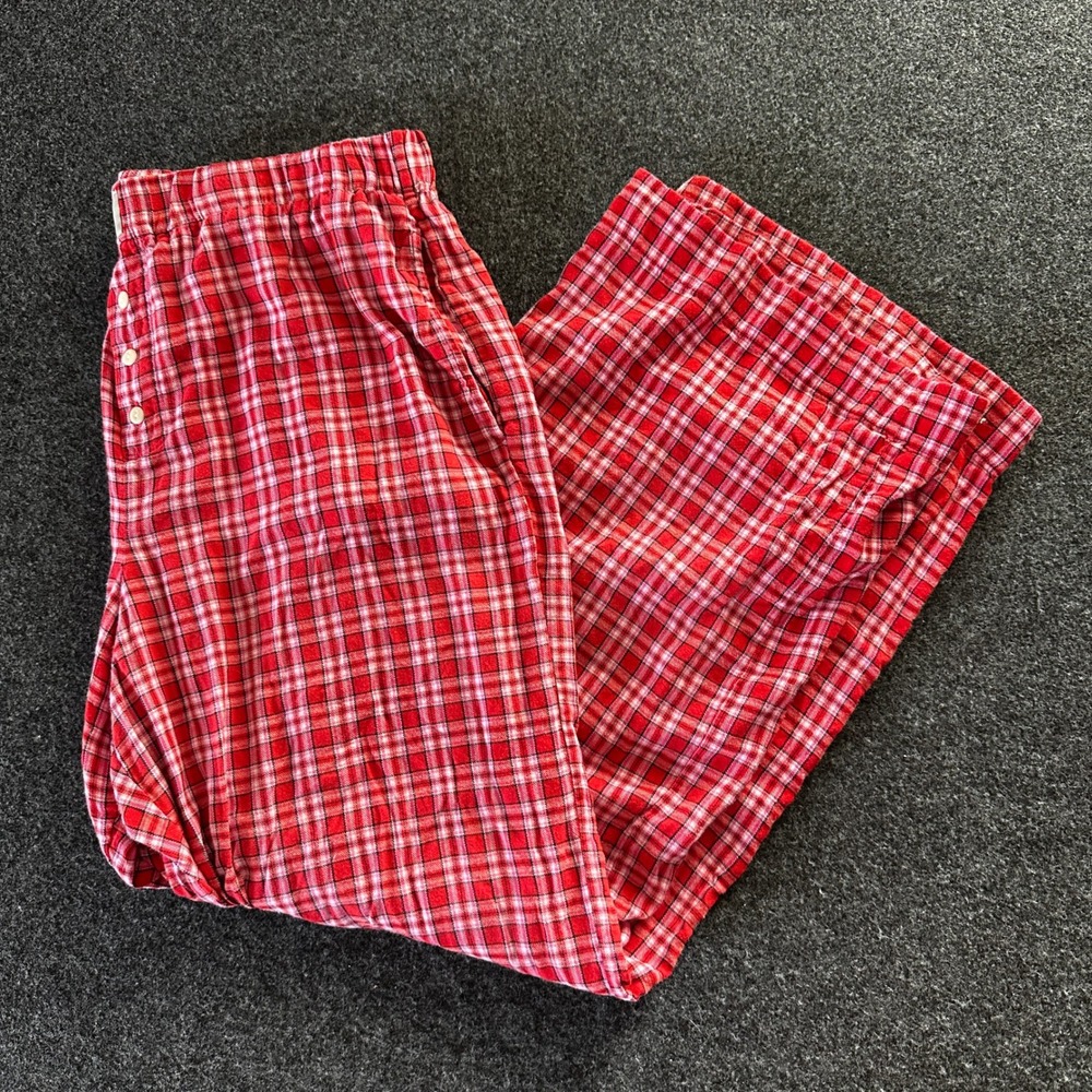 J.Crew Womens Red White Plaid Pajama Pants Cotton Modal Lounge Bottoms Size M